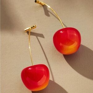 Cherry Red and Gold Earrings